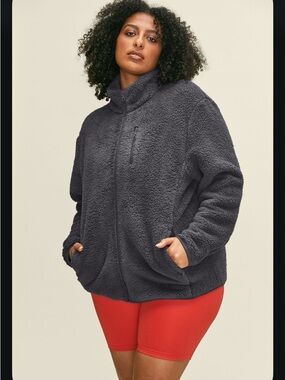 🩶 GIRLFRIEND COLLECTIVE Moon Recycled Full-Zip Fleece, Size Small